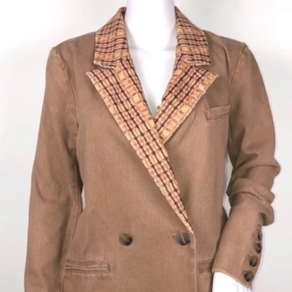 We the Free xFree People Otter 2 Button Double Breasted Reid Smoking Jacket ZsXS - Picture 9 of 13